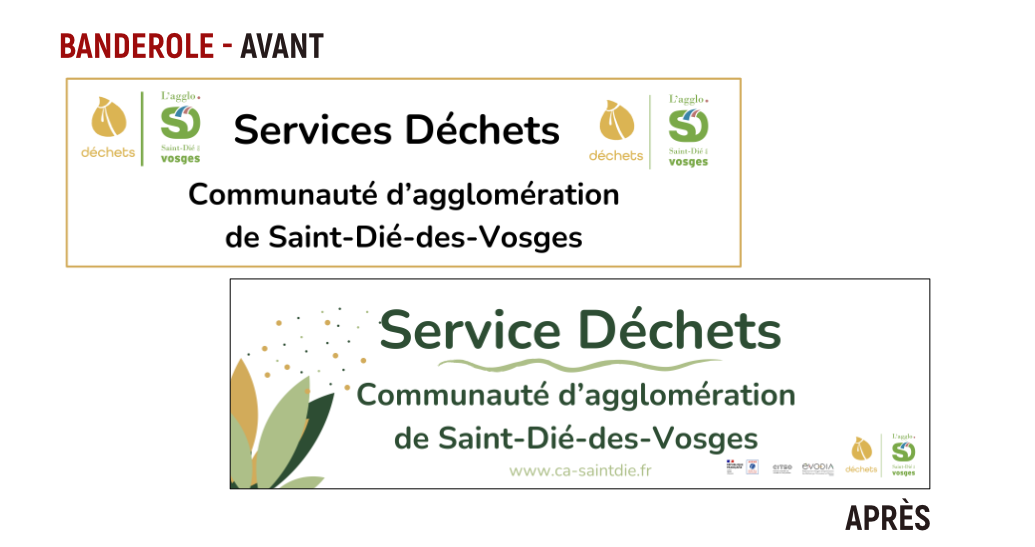 avant après banderole service déchets Agglomération saint-die-des-vosges